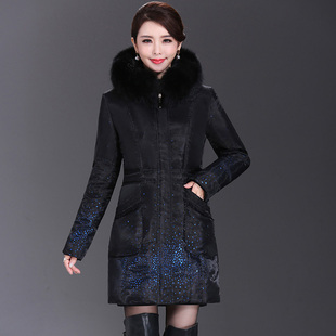 圣羽博雅新款妈妈装中老年中长款羽绒服女加厚奶奶外套