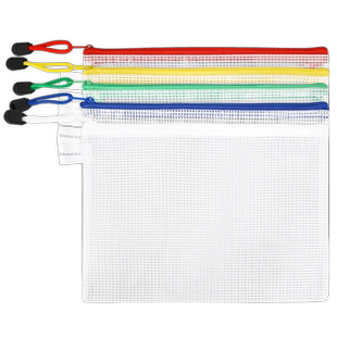 西玛A4加厚透明文件袋网格帆布拉链袋A5防水档案袋资料袋公文包B5试卷收纳袋补习袋办公用品学生文具笔袋用友