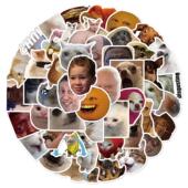 50张网红有趣表情包贴纸平板电脑手机电脑行李箱创意贴画猫 meme