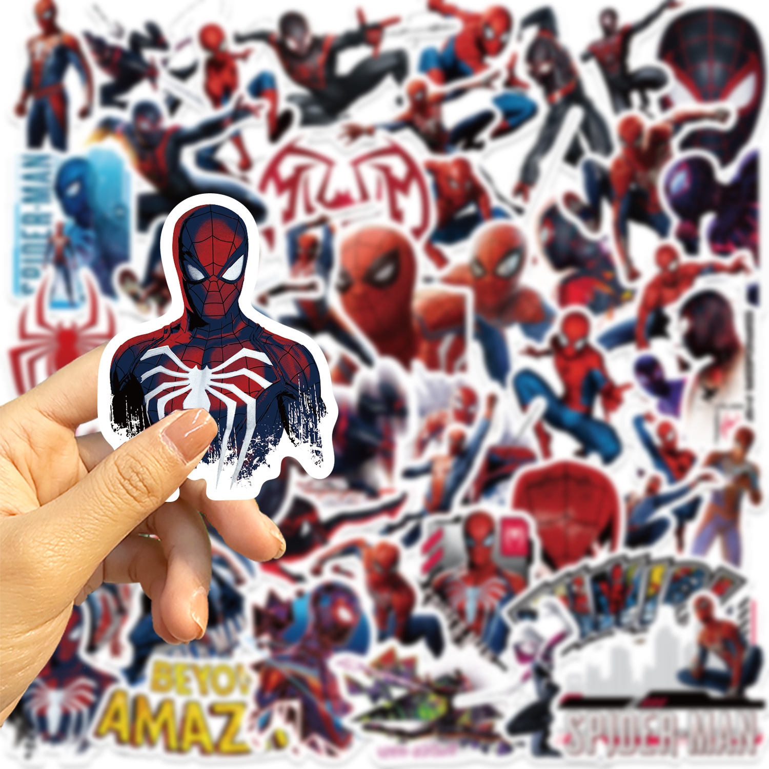 50张欧美蜘蛛侠贴纸吉他行李箱电脑手机壳贴画儿童 spider man