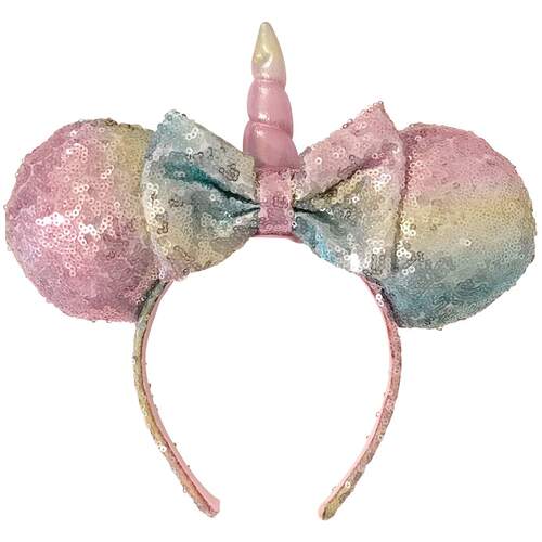Minnie Mouse Girls Sequins Bow and Ear Headband Unicorn Horn