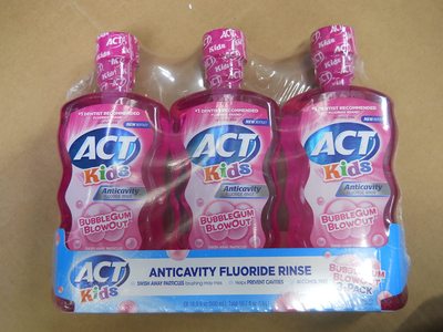 ACT Kids Anticavity Fluoride Rinse, Bubblegum Blowout 3瓶