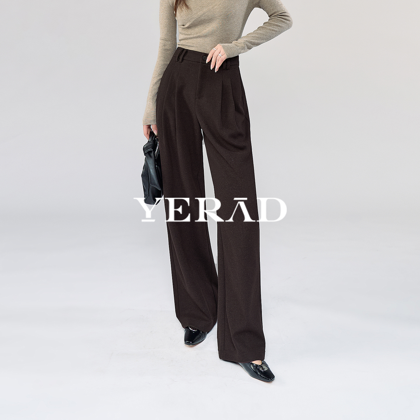 娅丽达羊毛阔腿裤女秋新款直筒裤