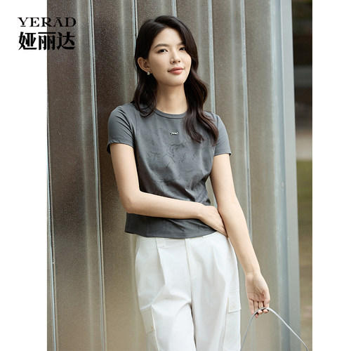娅丽达商场同款纯色t恤女
