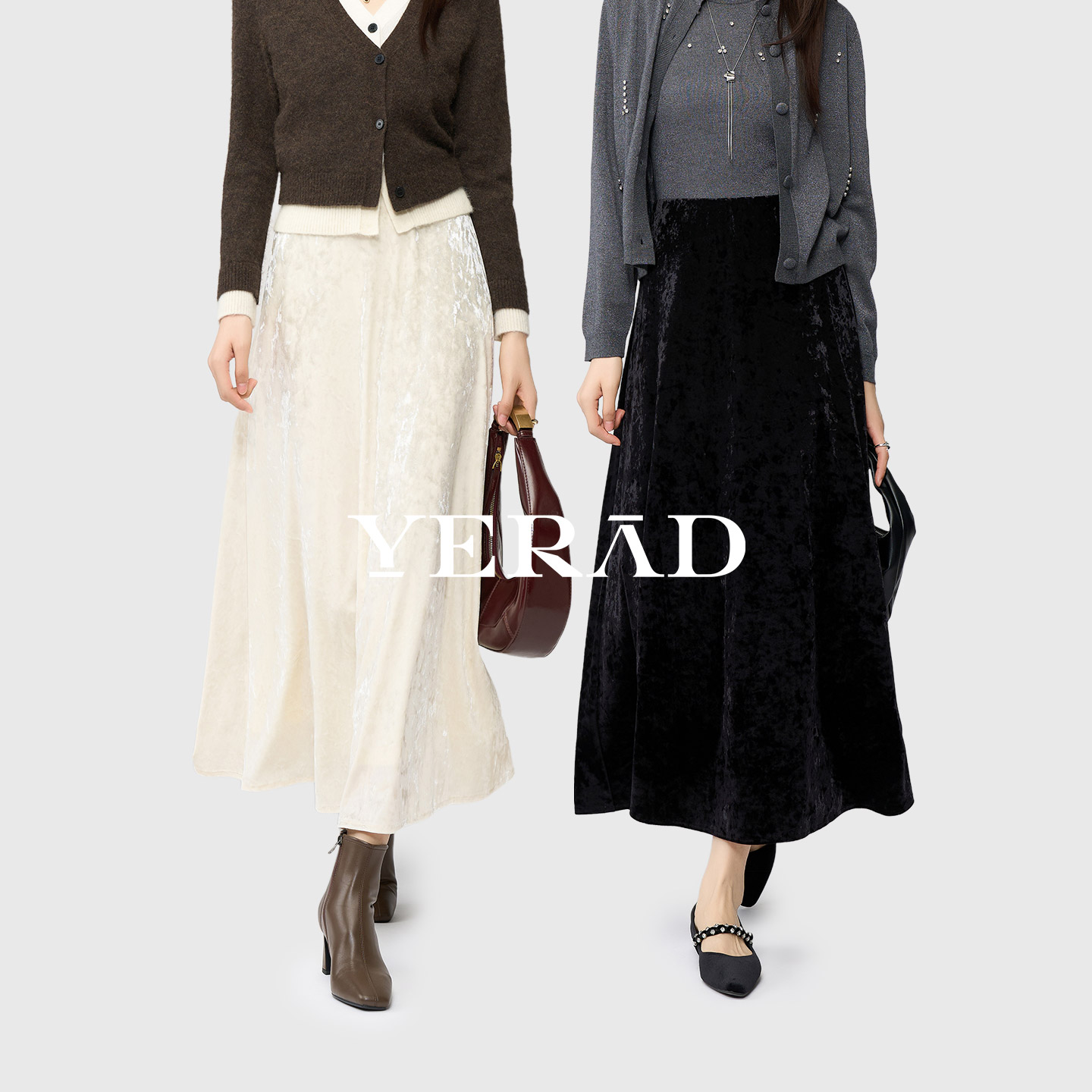 娅丽达新中式复古丝绒半身裙女