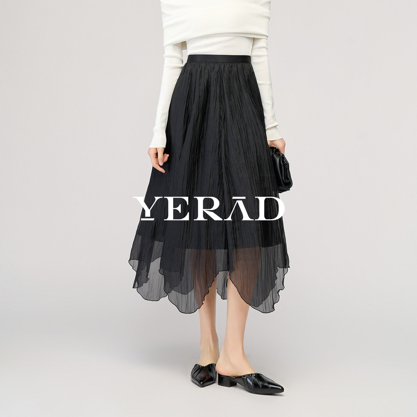 娅丽达高腰裙子不规则黑色半身裙女春季新款网纱伞裙显瘦a字长裙,女装/女士精品,半身裙,淘宝优惠券,粉丝福利购,淘宝优惠卷