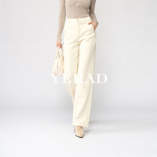 娅丽达羊毛针织直筒拖地阔腿裤女