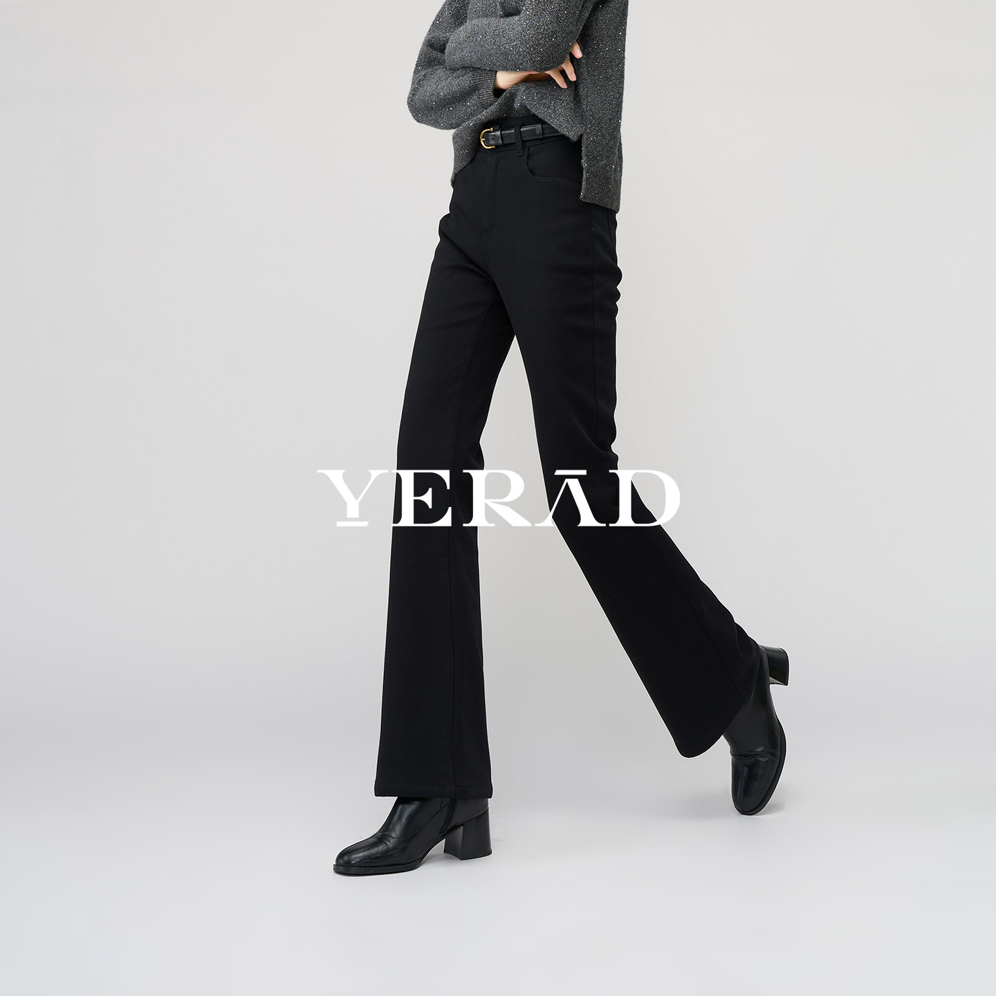 娅丽达加厚加绒微喇牛仔裤