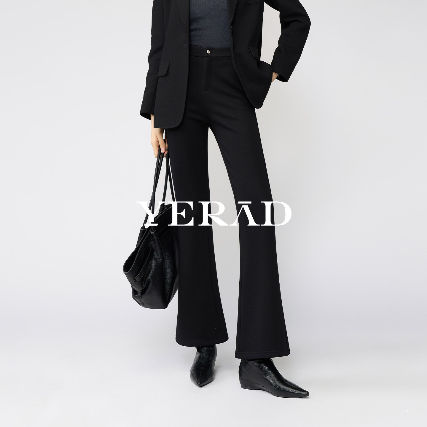 娅丽达黑色小个子微喇喇叭裤女秋