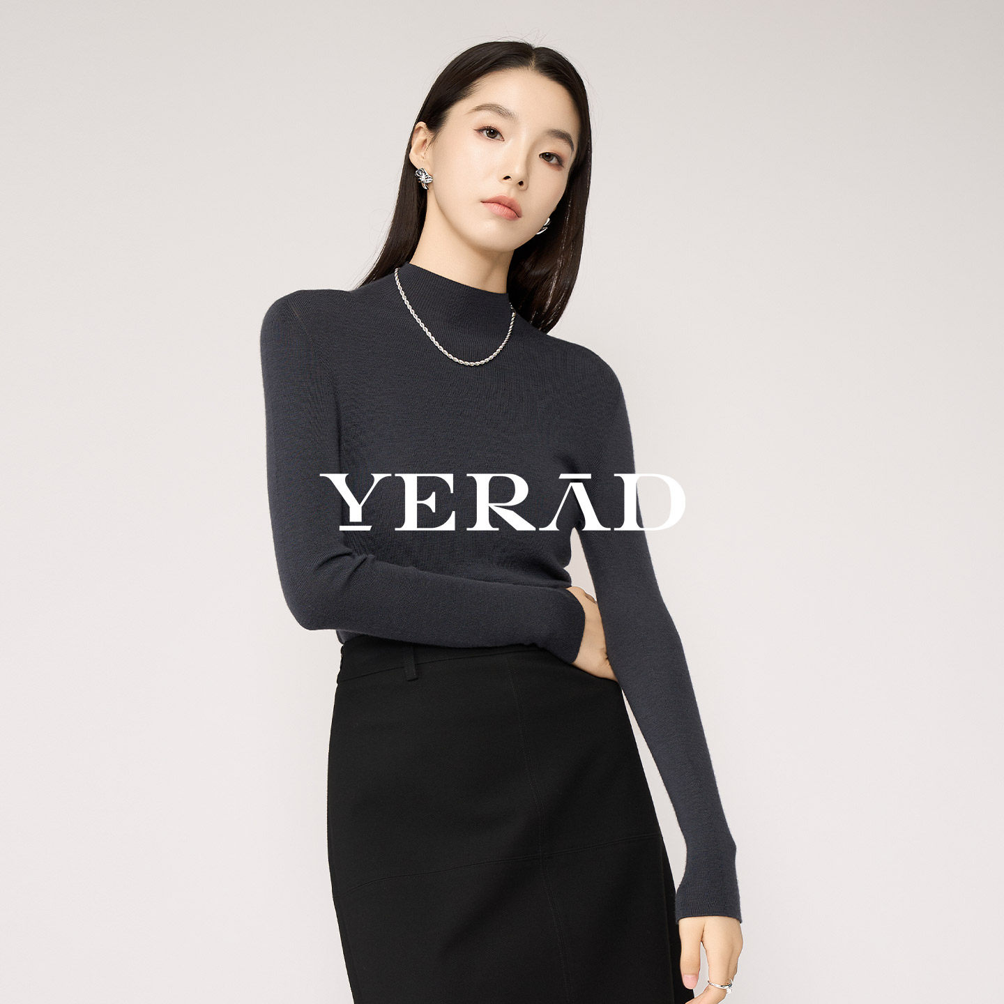 娅丽达羊毛衫修身加厚半高领打底针织衫女冬季内搭保暖开衫毛衣