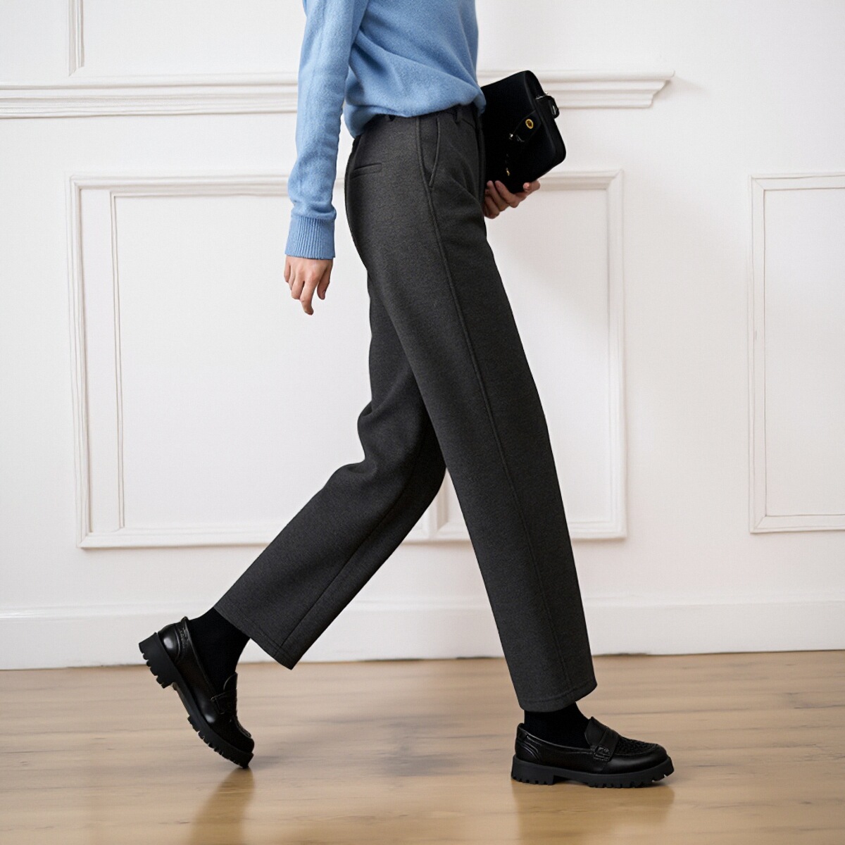 娅丽达显瘦西装直筒裤女冬季