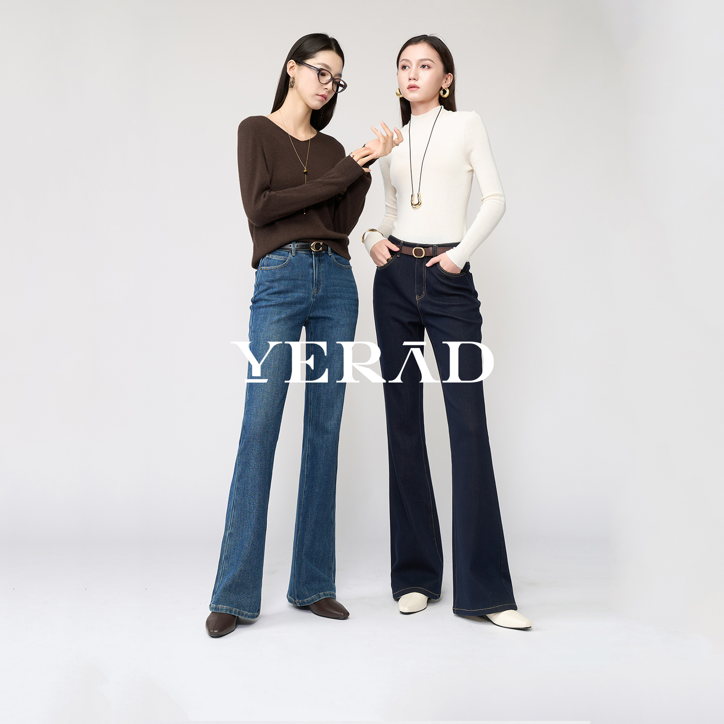 娅丽达高腰显瘦显高超模喇叭裤