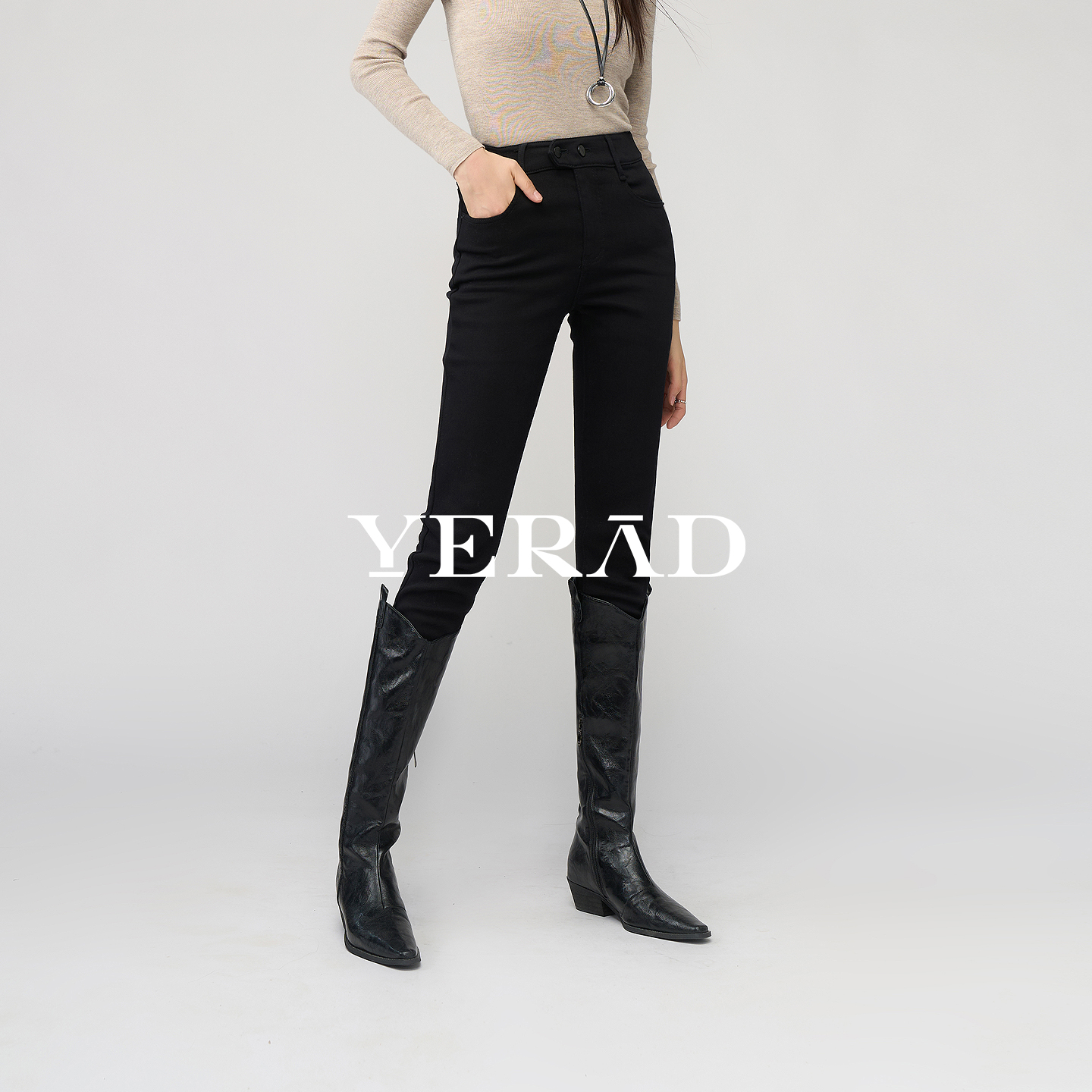 娅丽达弹力铅笔打底裤女