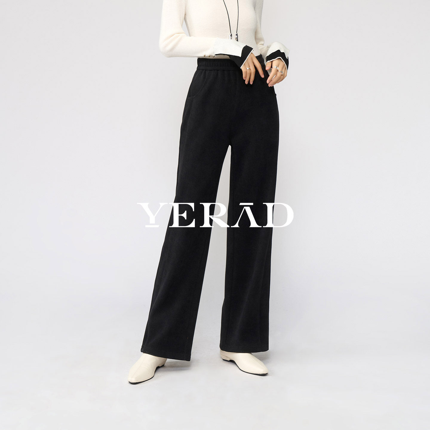 娅丽达雪尼尔加厚窄版阔腿裤女冬新款休闲拖地裤子修身黑色直筒裤,女装/女士精品,休闲裤,淘宝优惠券,粉丝福利购,淘宝优惠卷