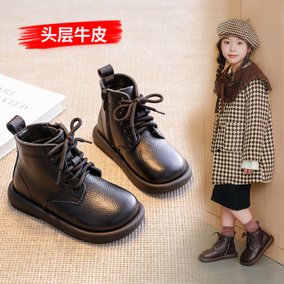 2025秋冬新款女童真皮短靴