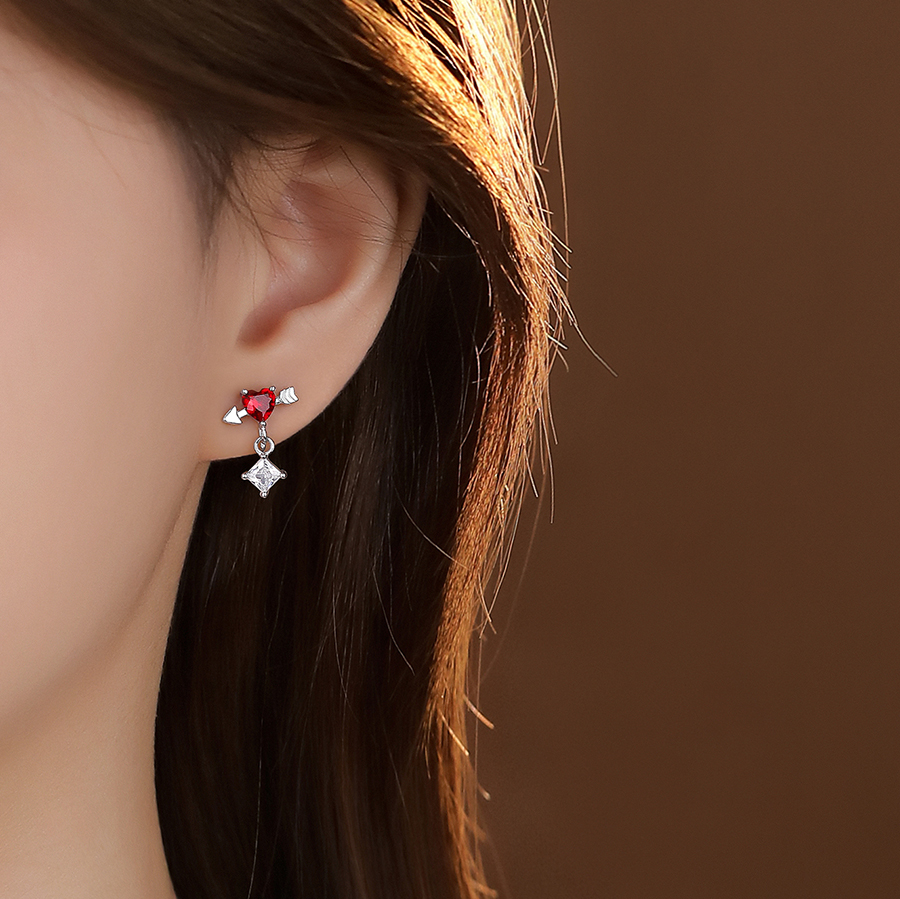 丘比特之箭！925纯银爱心耳夹