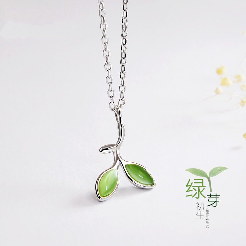 LiuLiu纯银绿色项链锁骨链