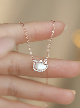 6iu6iu红薯爆款925银甜美可爱蝴蝶结猫咪锁骨链女银项链闺蜜礼物