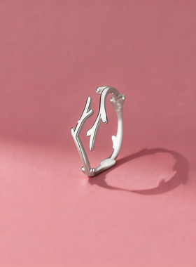 925银鹿角开口可调女士戒指