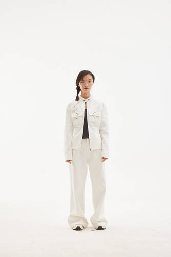 AXIS OF 白色牛仔夹克上衣女秋季长裤子套装