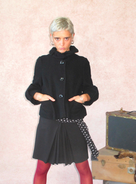 AXIS OF 新品 原创黑色压褶弹力中裙女 秋季宽松A字半身裙子