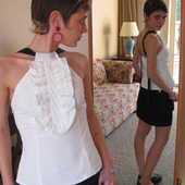 白色抽褶热辣挂脖吊带女夏季 AXIS 甜美高级别致系带背心上衣