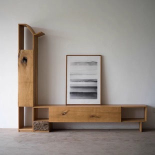 野木1978 现代简约侘寂风组合储物柜设计师孤品 山居一木电视柜