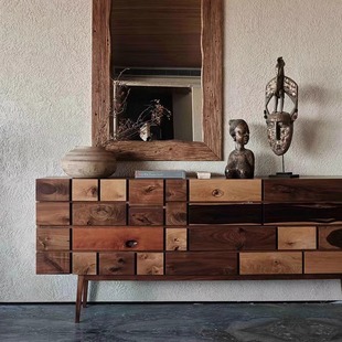 野木1978 结疤狩河边卵石玄关长柜多斗侘寂边柜北欧现代实木