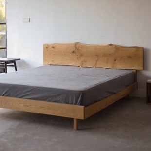 野木1978 侘寂风双人床原木自然床头板主卧大床现代简约创意孤品