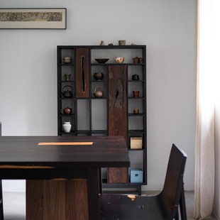 博古架阳台茶器陈列柜侘寂风现代中式 野木1978 有痕无迹茶杯架