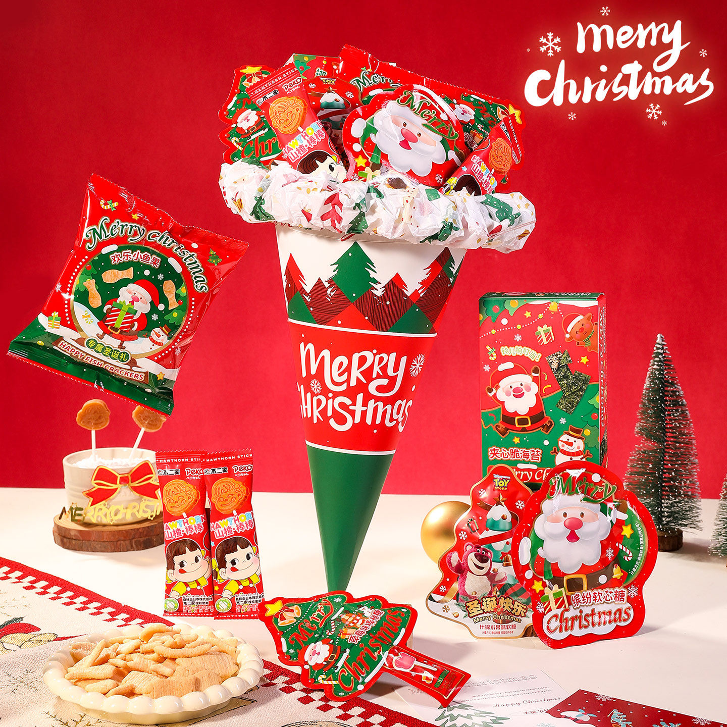 圣诞节限定零食大礼包冰淇凌筒花束圣诞礼物小礼品儿童2025年新款