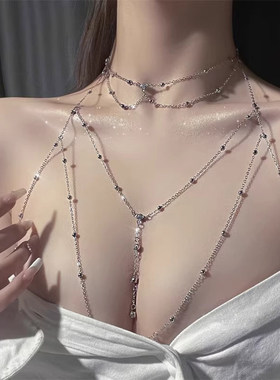 胸链身体链氛围bodychain性感比基尼bikini锁骨后背链配饰项链女