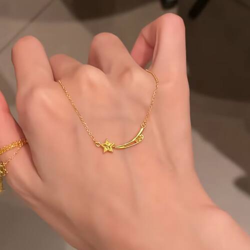 复古金色流星吊坠项链女甜美轻奢高级感毛衣链小众设计百搭配饰品