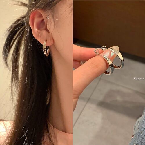 冷淡风基础圈圈耳环女气质百搭高级感耳圈小众设计独特耳扣耳饰品