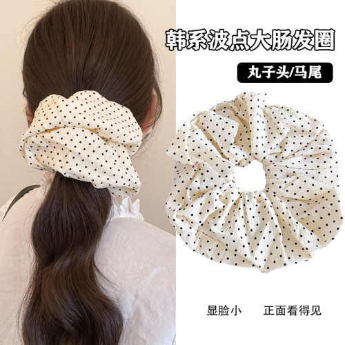 法式甜美大肠发圈女高级感缎面褶皱百搭发绳高弹力耐用皮筋头饰品