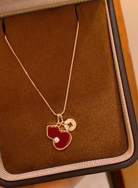 新中式葫芦钱币吊坠项链女高级感轻奢气质毛衣链小众设计百搭配饰