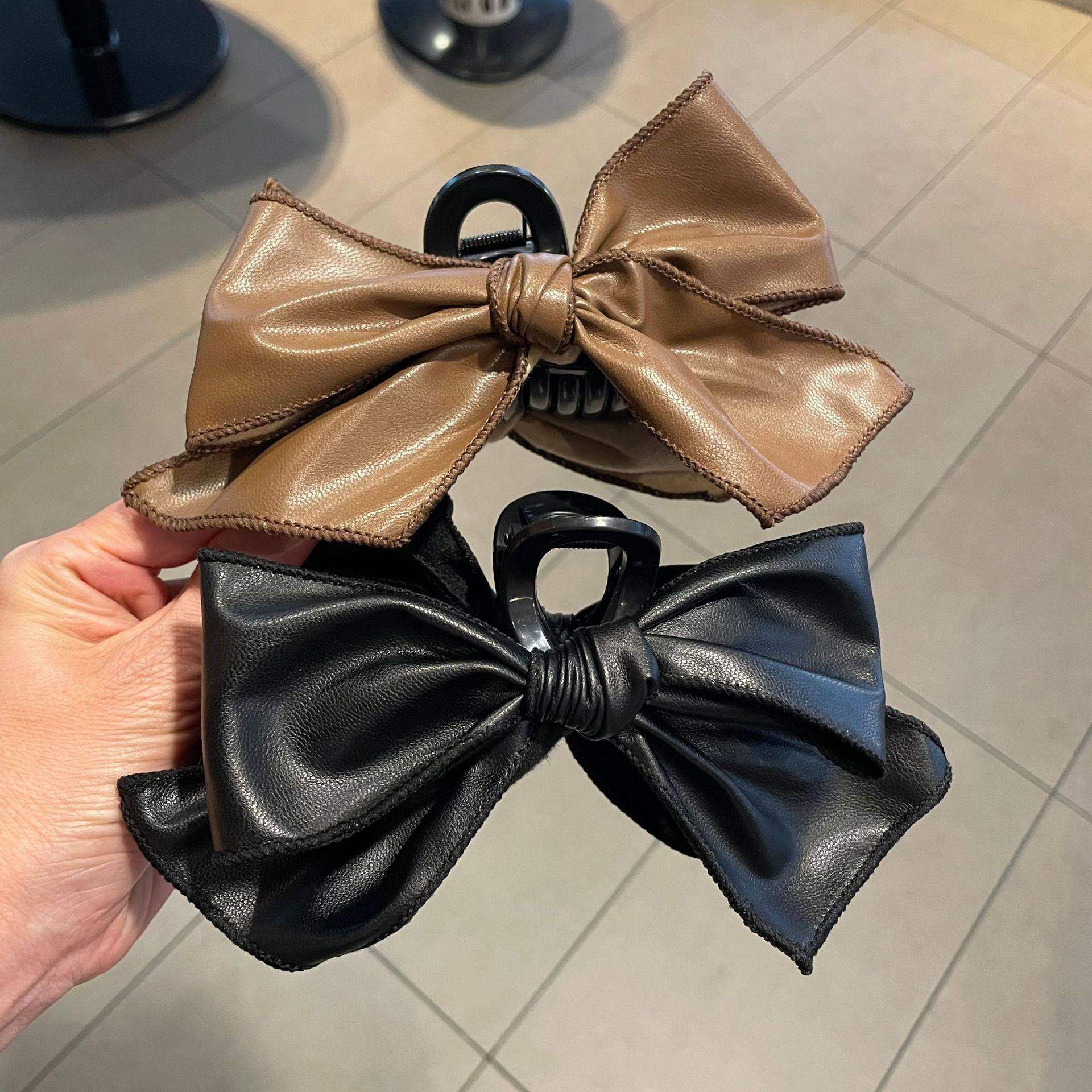 复古皮质蝴蝶结大号抓夹女高级感后脑勺鲨鱼夹发夹复古气质发饰品,饰品/流行首饰/时尚饰品新,发饰,淘宝优惠券,粉丝福利购,淘宝优惠卷