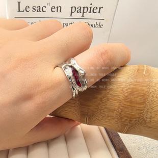 永夜星河凌喵喵同款法器戒指女液态熔岩小众高级感食指戒轻奢指环