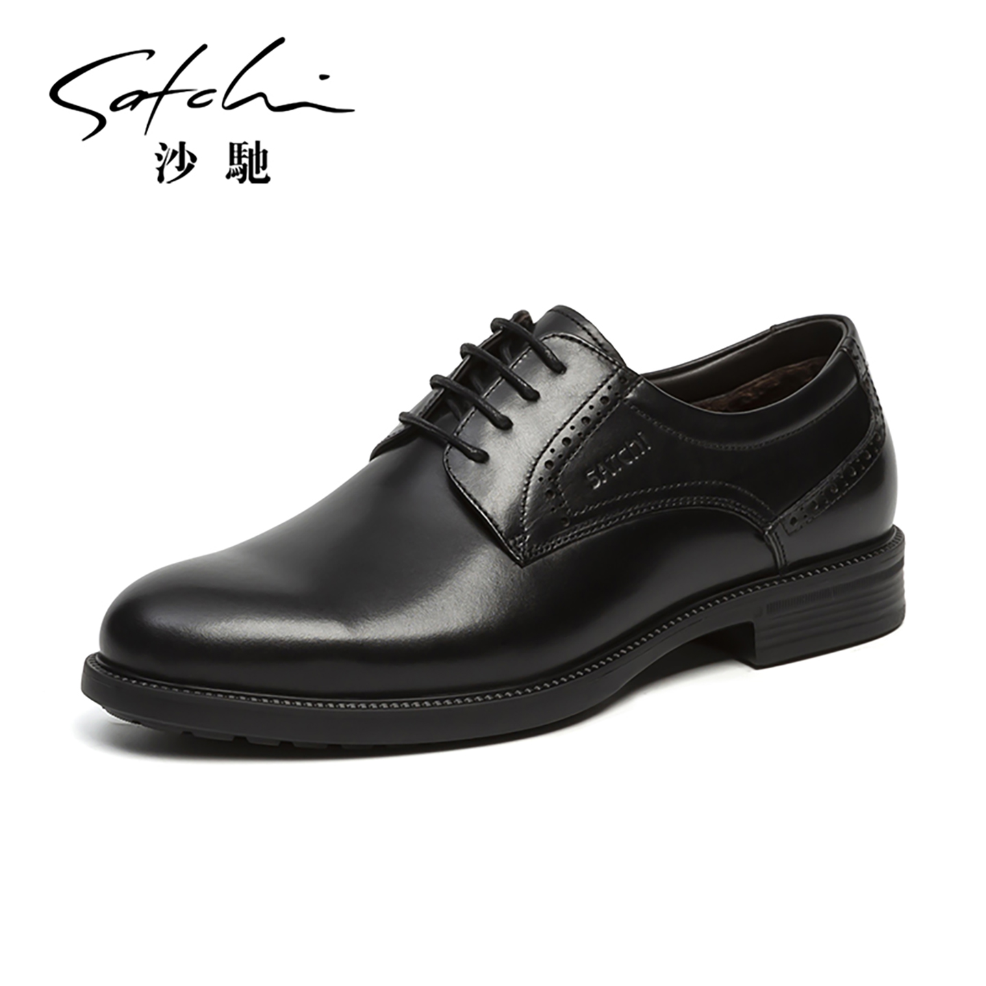 沙驰冬季加绒商务正装皮鞋男鞋