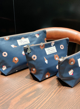 韩国进口DAMS卡通小熊甜甜圈防水化妆包女便携洗漱包化妆品收纳包