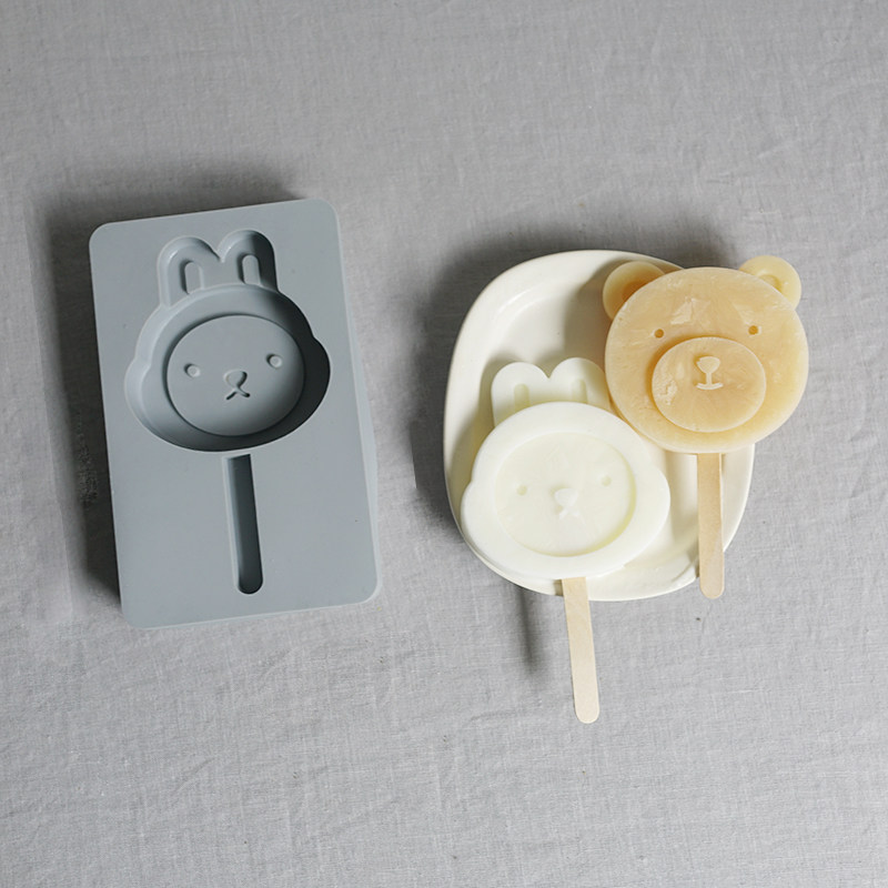 朴房 日本硅胶冰棒模具 可爱萌哒儿童雪糕模具霜山自制冰淇淋模具