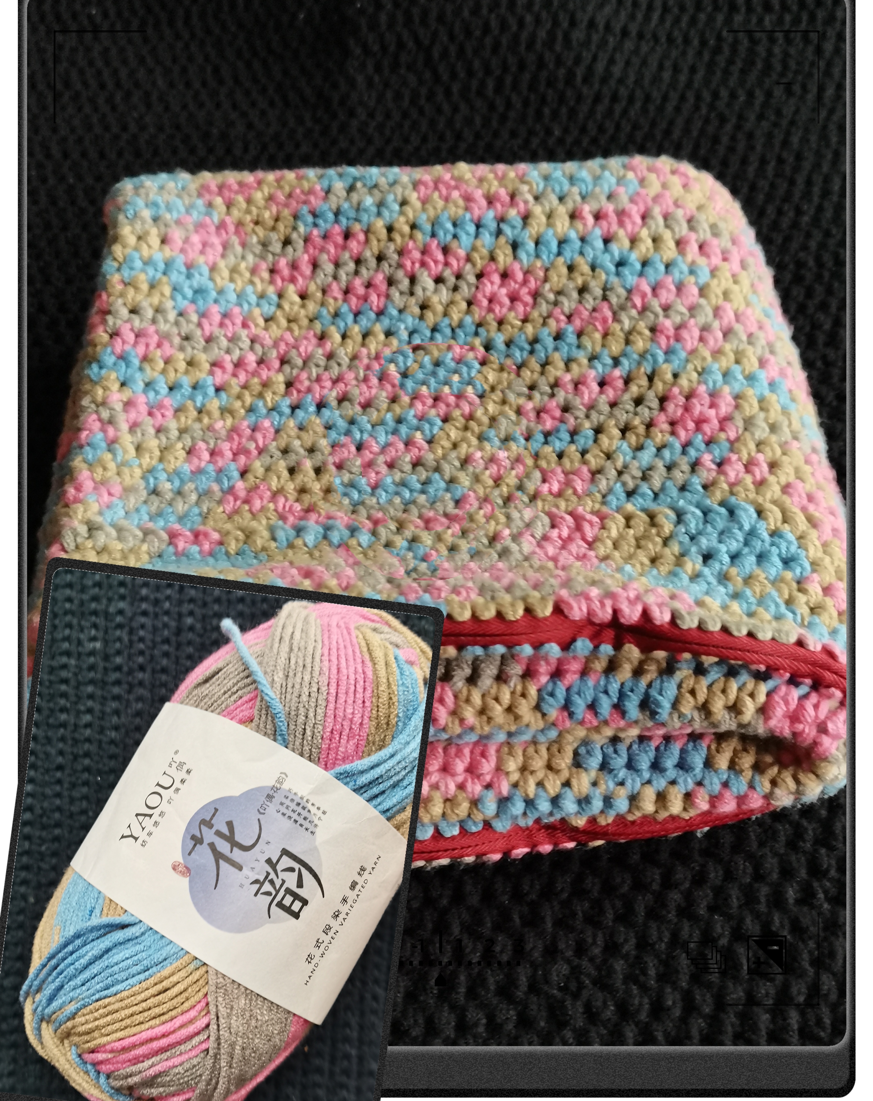 成品纯手工编织抱枕靠背套新款段染花色晴纶棉线毛线尼龙隐形拉链