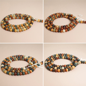 天然白玉菩提根敦煌问天飞天算盘珠苹果珠桶珠114颗素珠DIY串珠