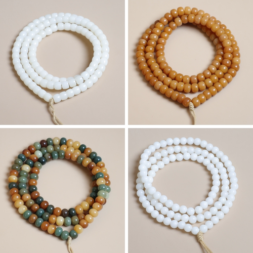 白玉菩提根108颗多圈手串素珠