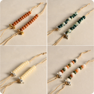 白玉菩提根念数计数器铃杵手拨点记数器DIY饰品挂件复古