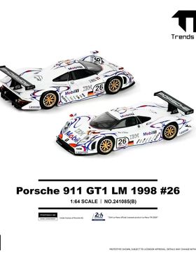 TH 1:64 保时捷 911 GT1 LM 1988 白色美孚26号 仿真合金汽车模型