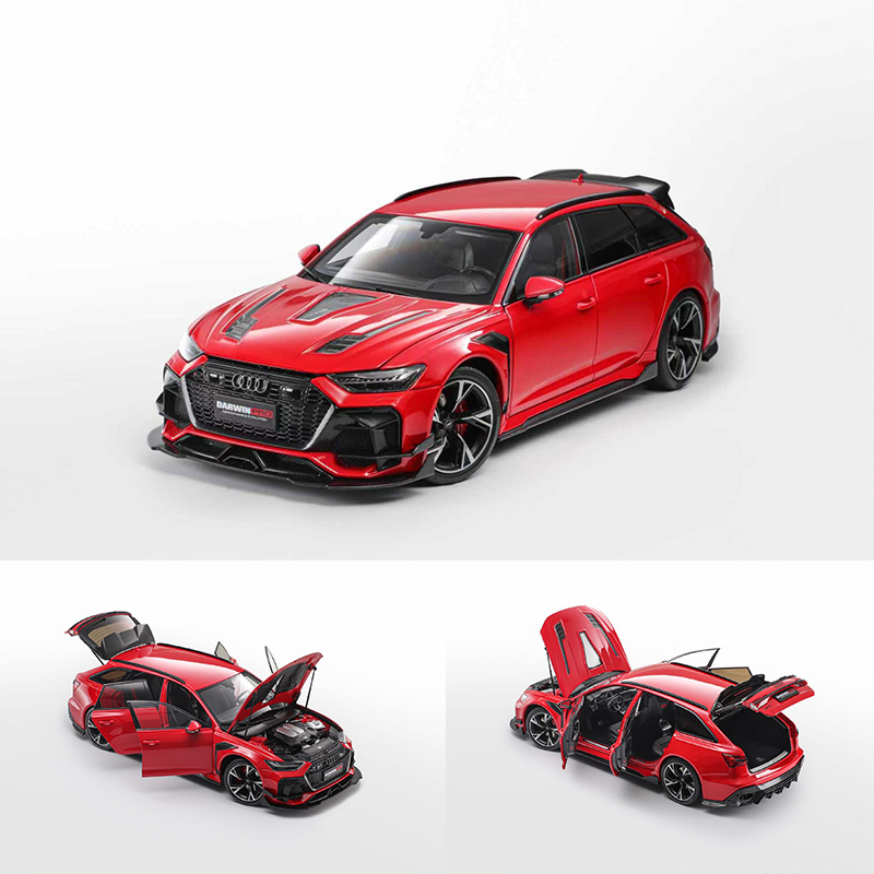 KiloWorks正规授权1:18奥迪RS6 DarwinPRO探个红合金全开汽车模型