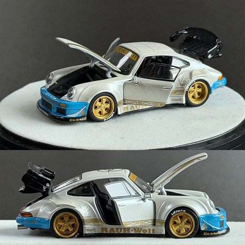 PGM 1:64 保时捷RWB 930 消光白 豪华版 全开门 仿真合金汽车模型