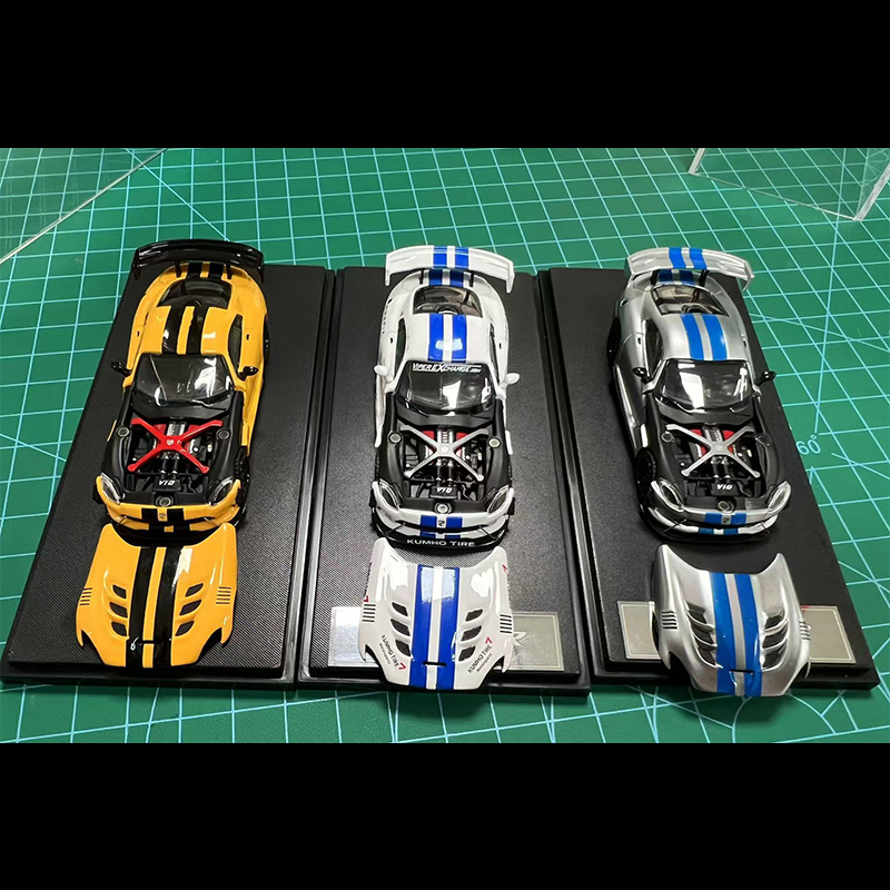 HM 1:64 道奇蝰蛇ACR VIPER 磁吸可开盖白色纽北赛车合金汽车模型