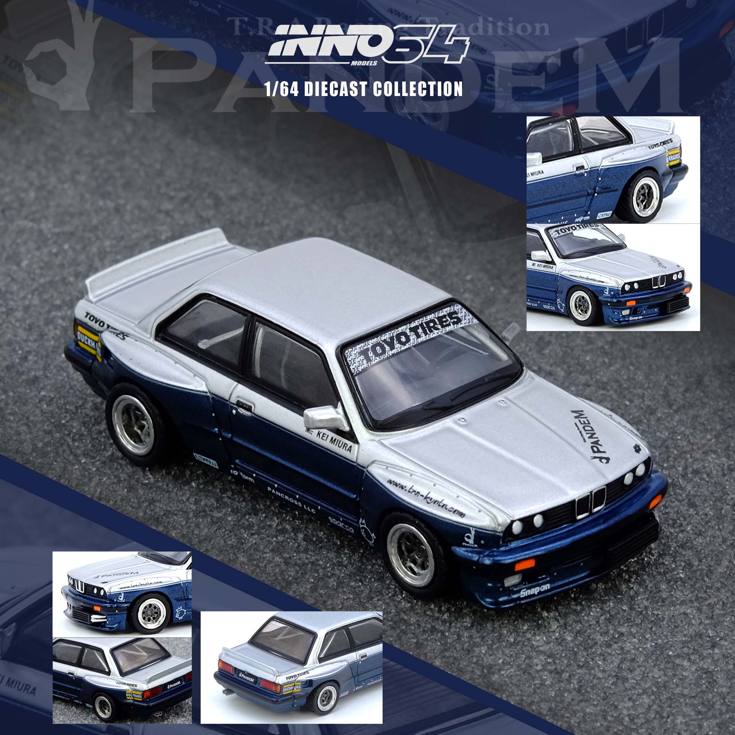 INNO 1:64 火箭兔 PANDEM E30 M3 IN64-E30P-SILBLU 合金汽车模型